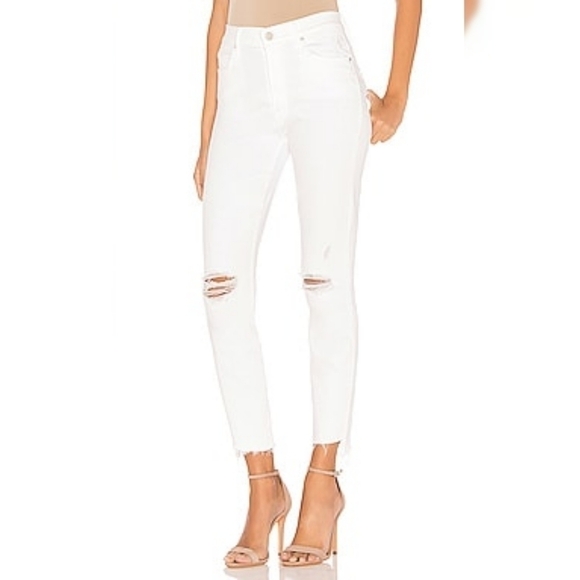 MOTHER Stunner Zip Ankle Step Fray Jeans in Little Miss Innocent 25 - Picture 1 of 9